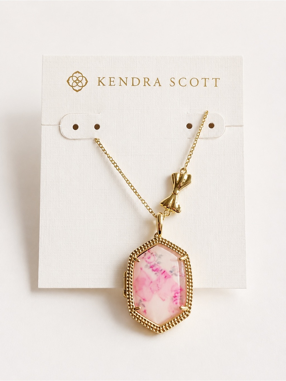 Kendra Scott x LoveShackFancy Daphne Reversible Locket Necklace – Gold Floral
